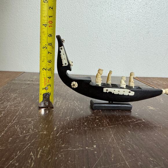 Vintage Japanese Hand Carved Dragon‎ Boat Barge Gondola Folk Art Trinket Decor - Picture 16 of 16